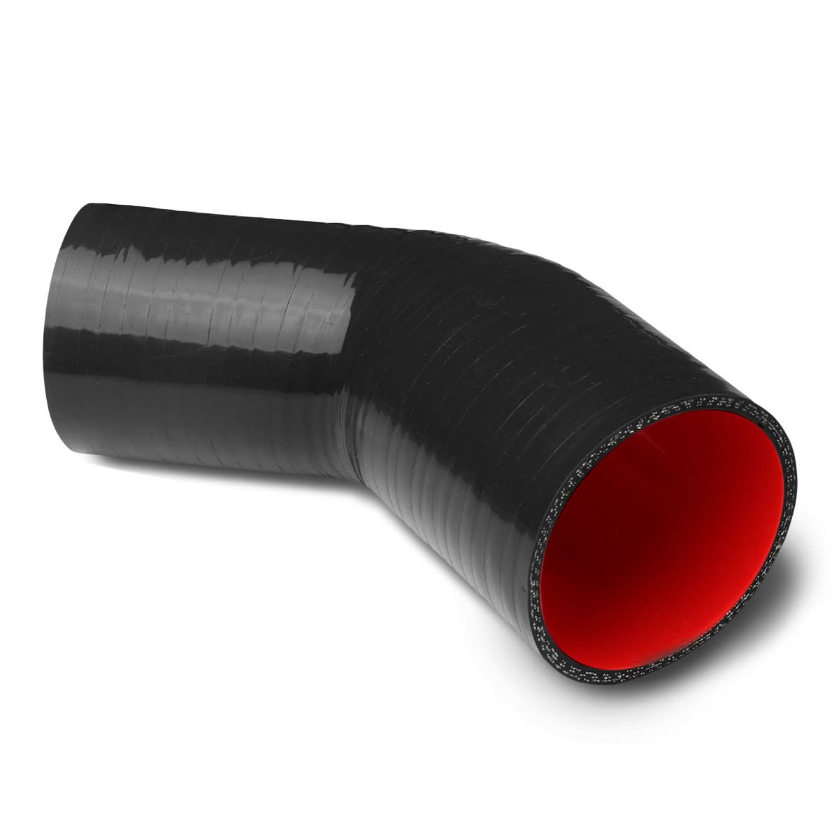 3.00" to 3.50" 90 Degree Reducer Silicone Hose - 3-PLY Black/Red