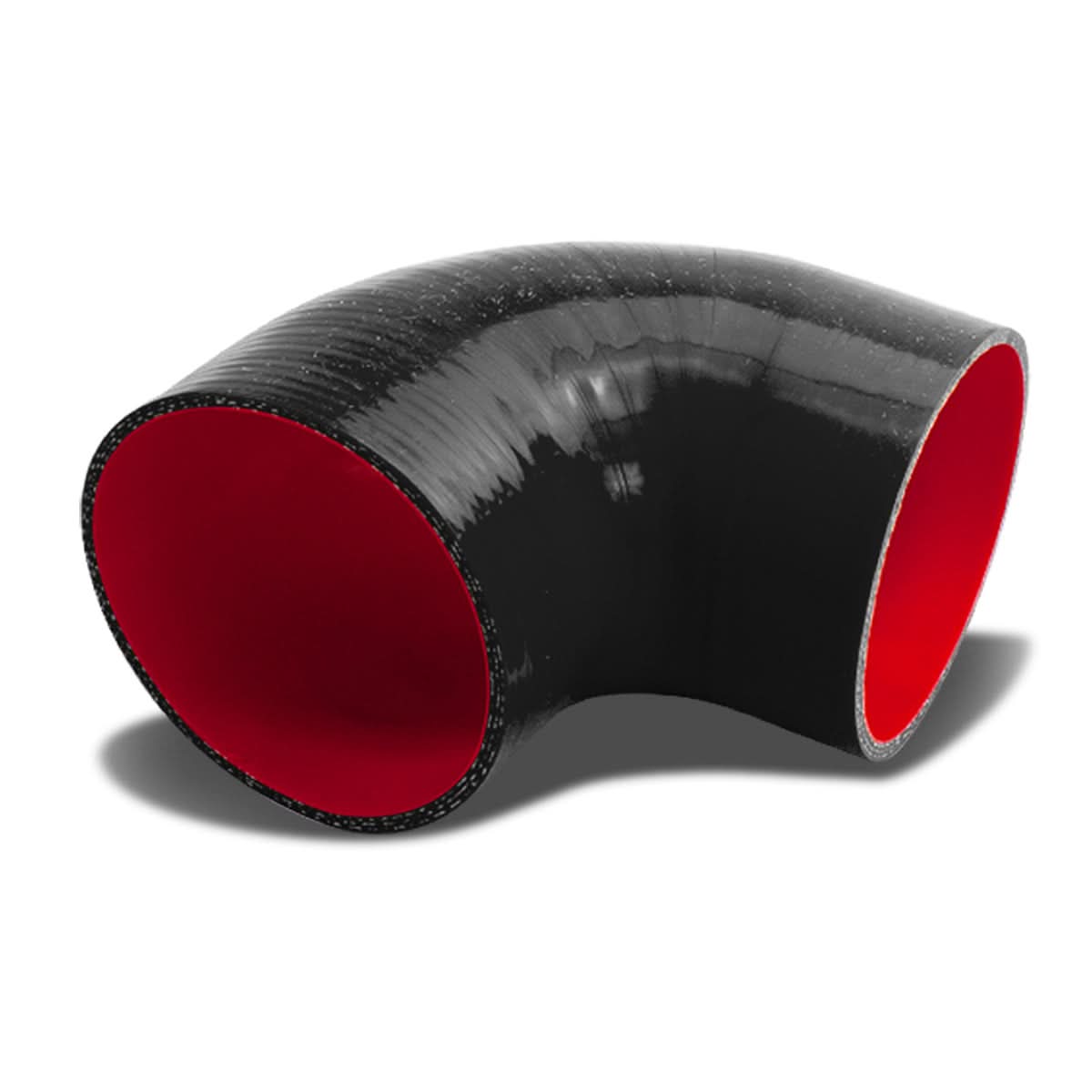 3.5" 90 Degree Silicone Hose 3-Ply Black/Red