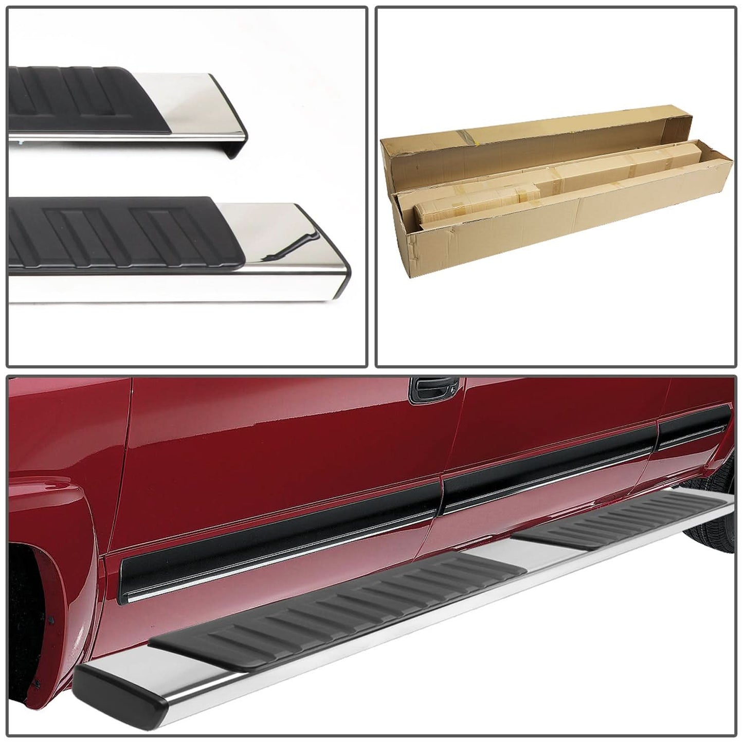 07-19 Chevrolet Silverado GMC Sierra 6" Straight Nerf Step Bar Silver