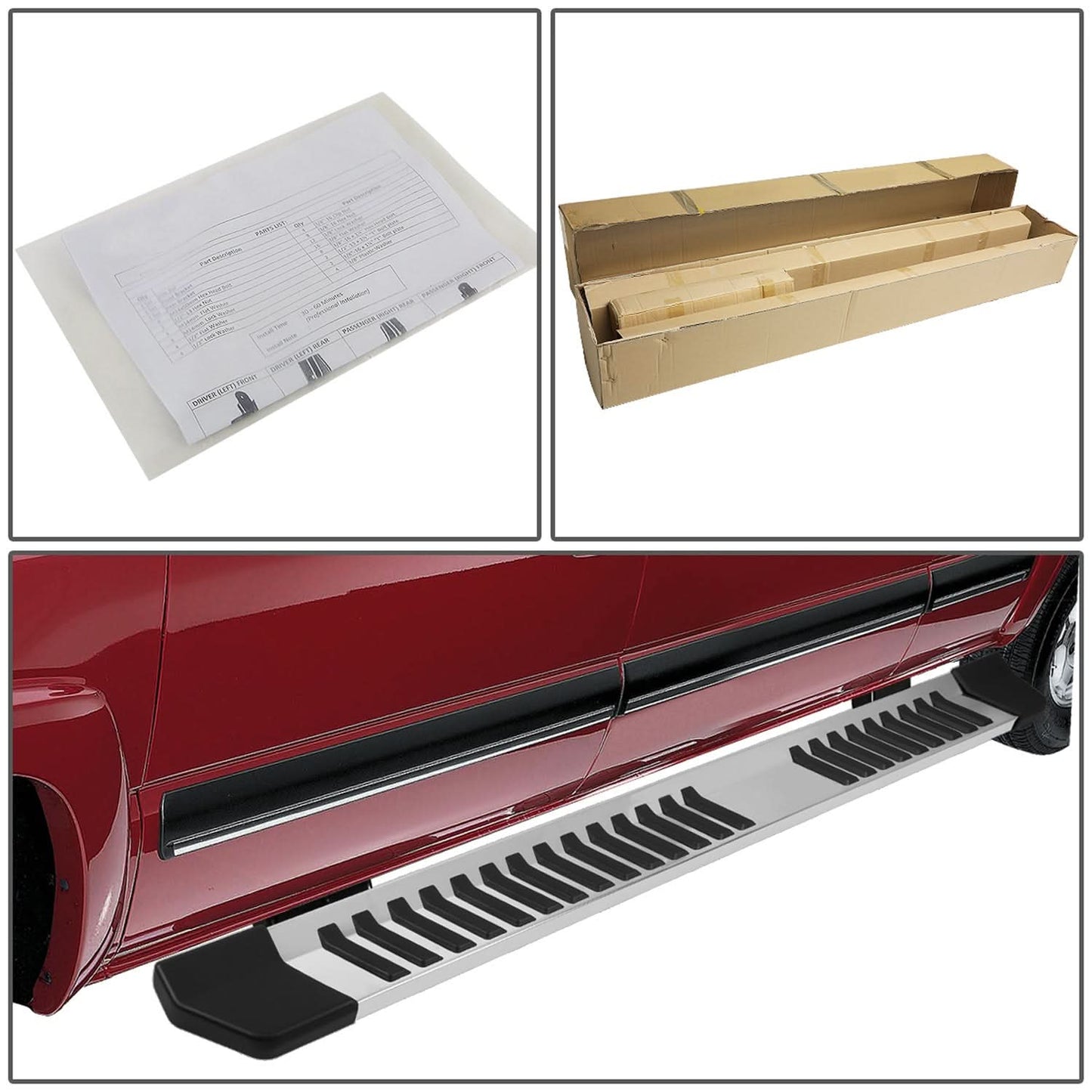 1999-2016 Ford F-250 F-350 F-450 F-550 Super Duty 6" Nerf Bars Silver