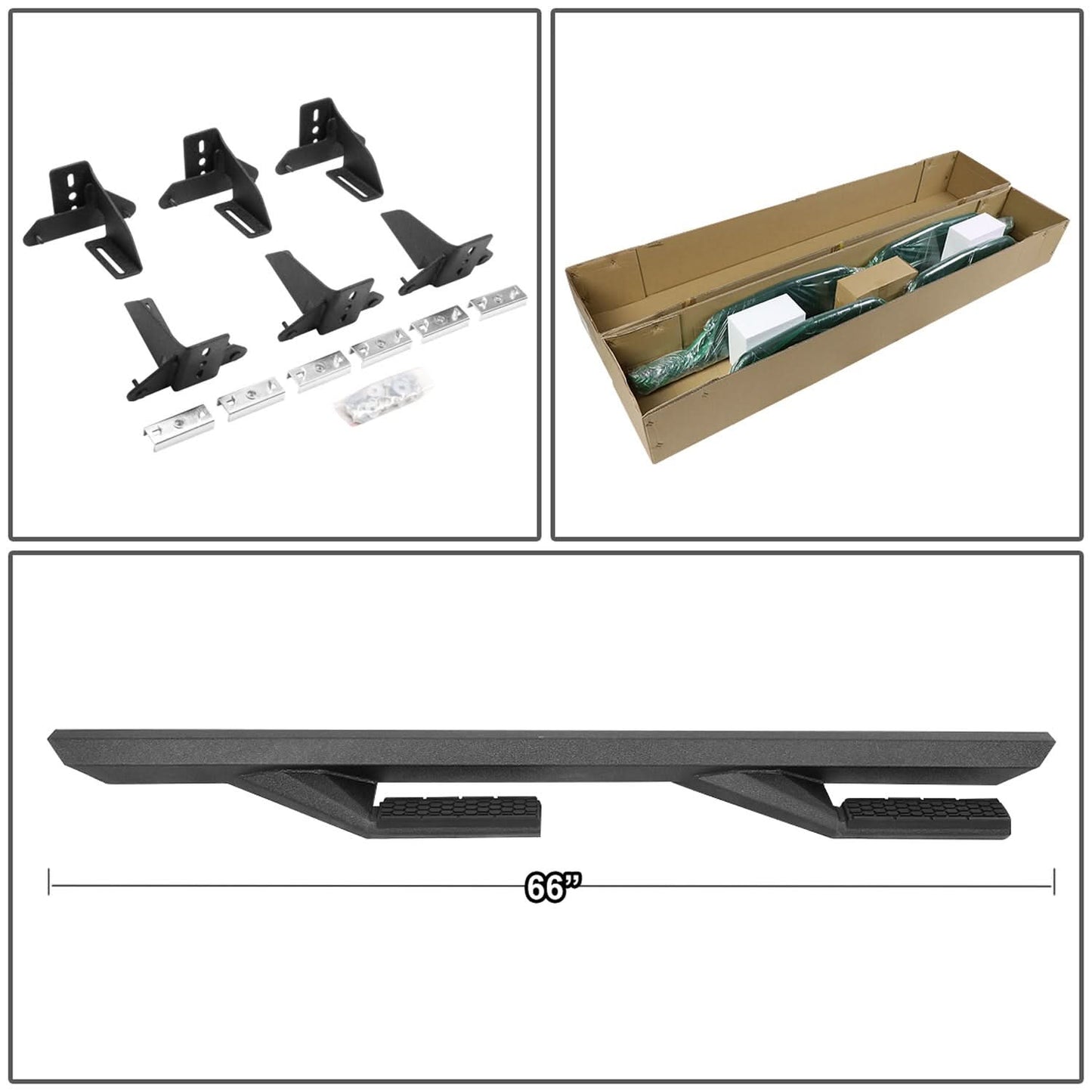 2018-2019 Jeep Wrangler JL 4-Door Black Nerf Bars Step Bars