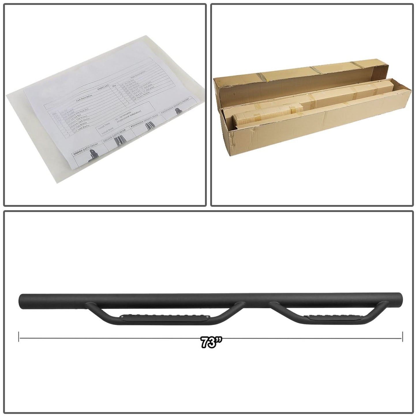 07-18 Jeep Wrangler JK Unlimited 4-DR 3" Drop Side Nerf Bar Step Bar