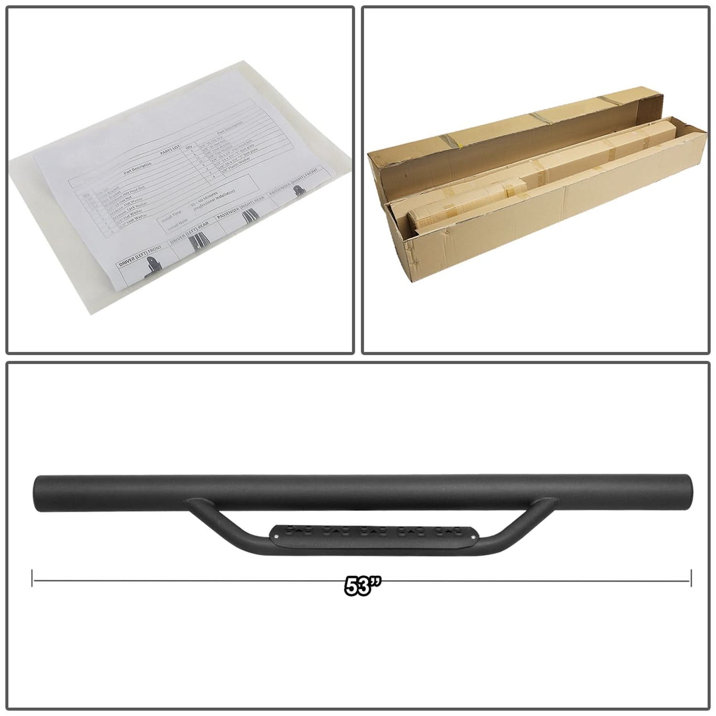 07-18 Jeep Wrangler JK 2-Door 3" Drop Side Nerf Bar Step Bar Black