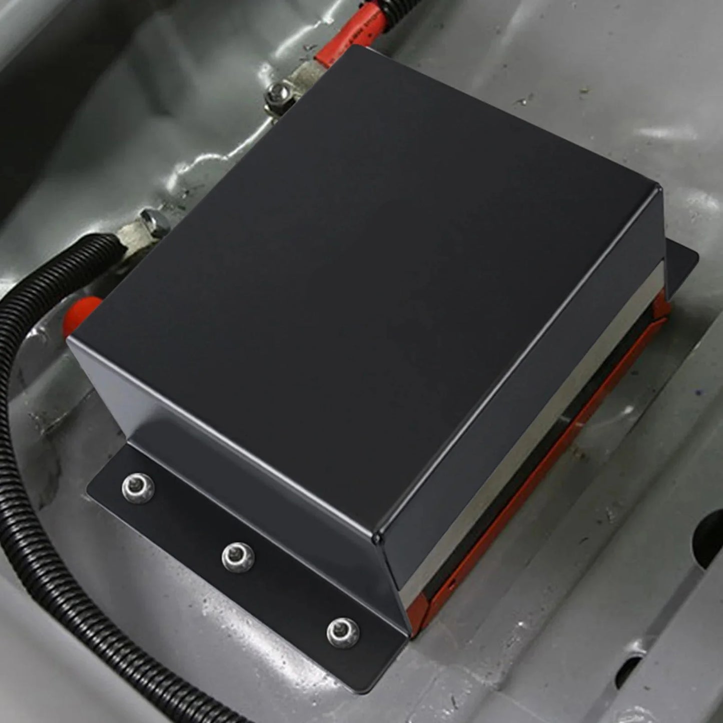 Universal PC680 Black Billet Aluminum Battery Hold Down Tray & Mounting Bracket Kit Car Truck Boat ATV UTV