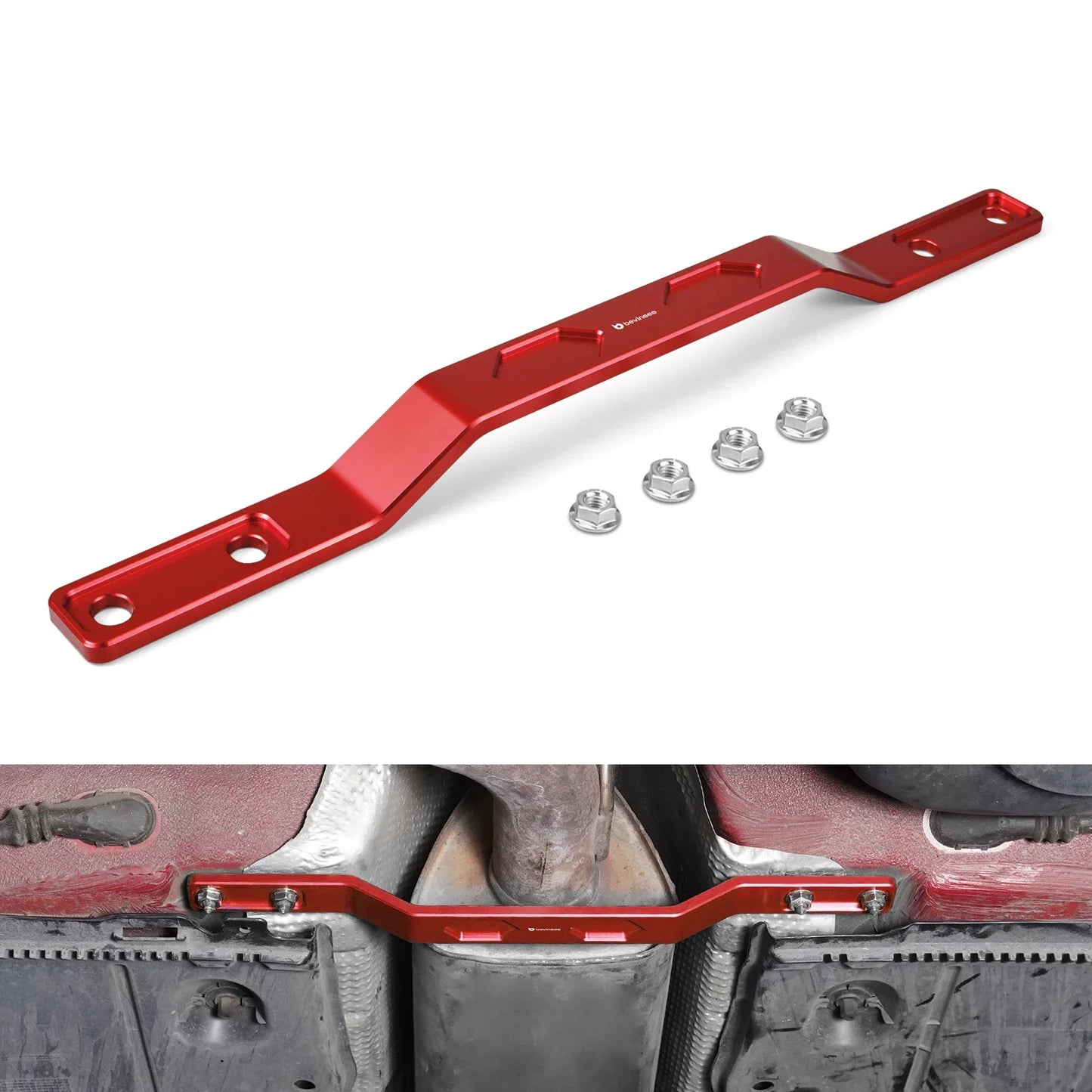VW MQB Platform 8mm Billet Aluminium Rear Tunnel Brace for Golf MK7 / MK8 / Passat B8 / Jetta / Arteon / T-Roc / Taos & Audi A3 8V / 8Y / Q2 & SEAT Leon / Ateca / Formentor & Skoda Octavia / Superb / Karoq (FWD / AWD / Replaces 5Q0802128)