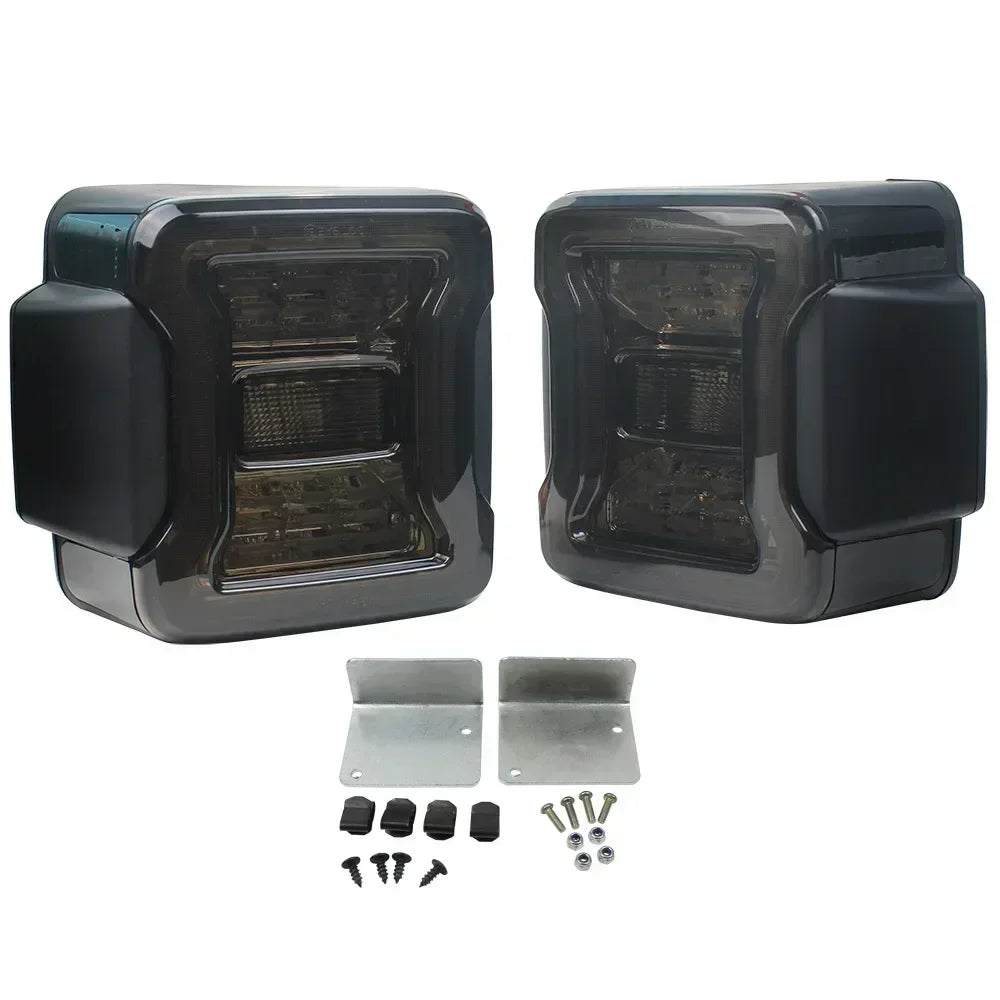 Jeep Wrangler JK 2007 - 2017 / JL 2018+ Smoked LED Tail Light Assembly with Turn Signal / Brake / Running / Reverse Functions (EU Version / Pair)