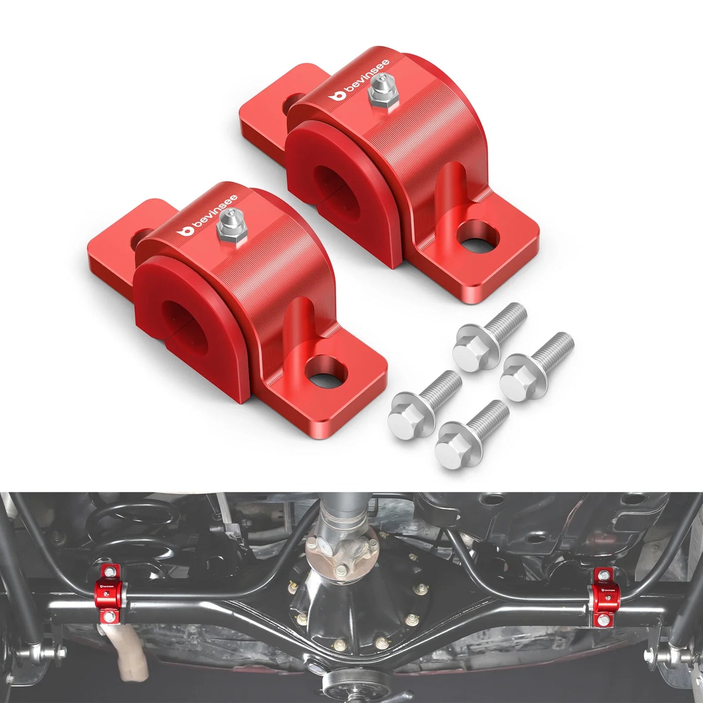 Toyota 4Runner / FJ Cruiser Billet Aluminum 70A Polyurethane Rear Stabilizer Bar Bushing Kit 48823-60050 2010 - 2024