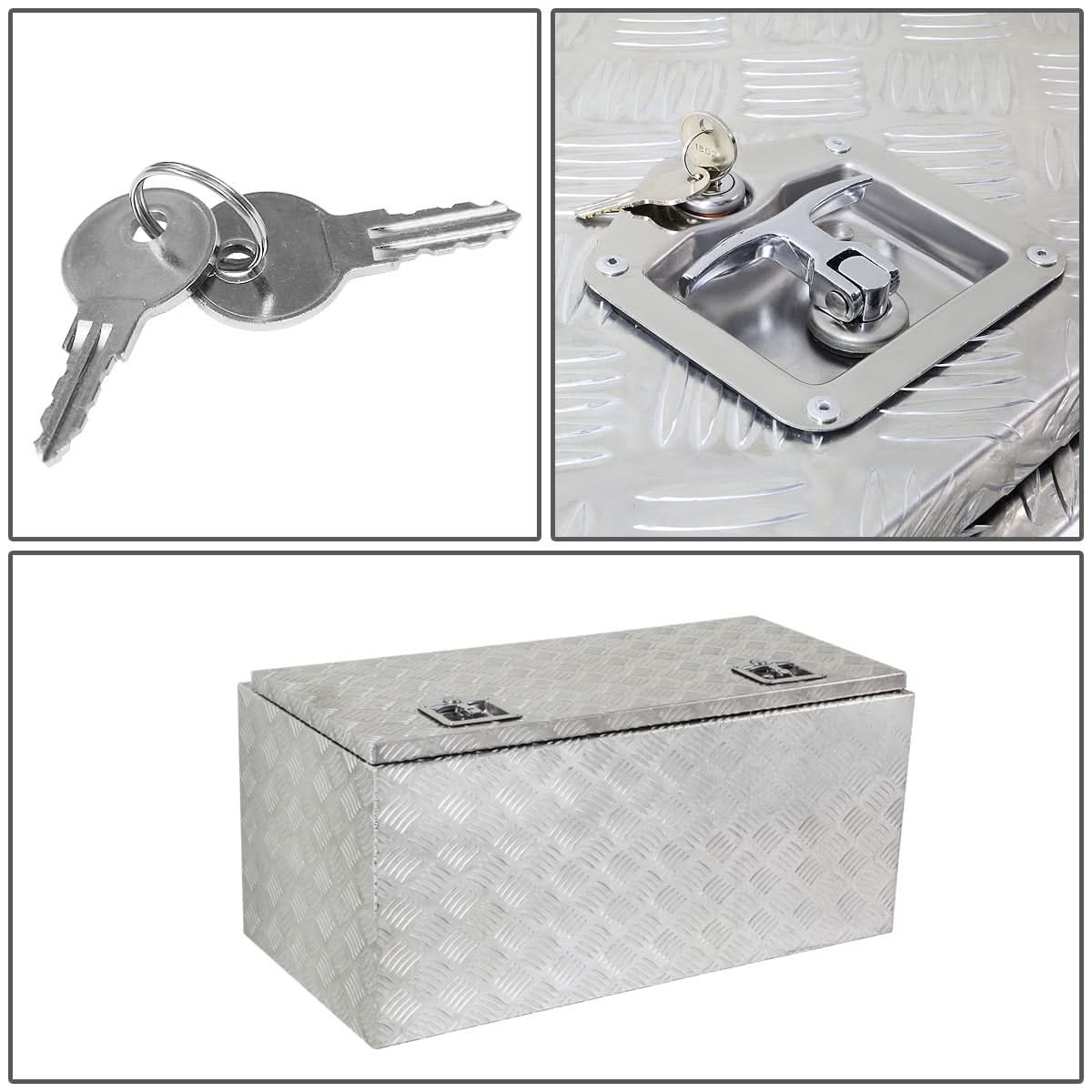 Universal Truck Trailer Tool Box w/ Lock 36x18x17 Aluminum Silver