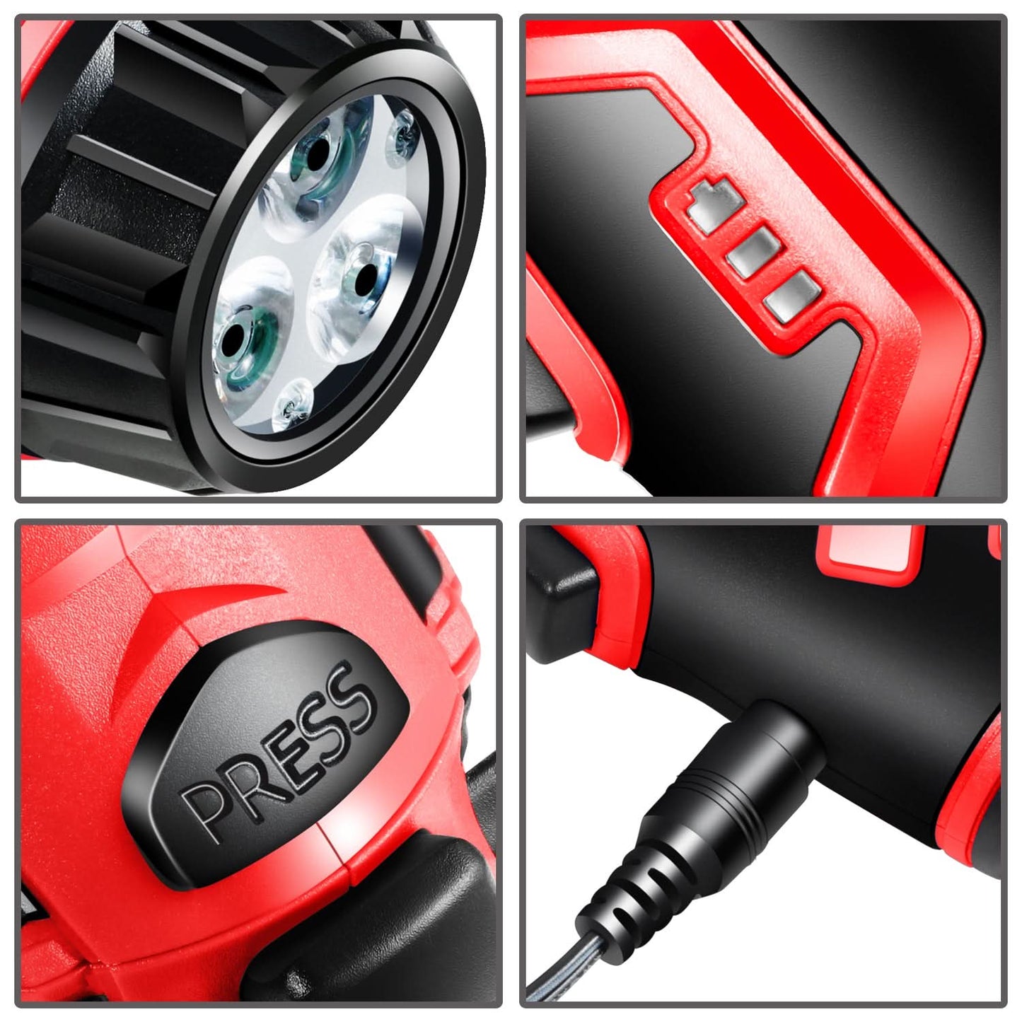 3.6V Cordless Screwdriver with LED Work Light - Red