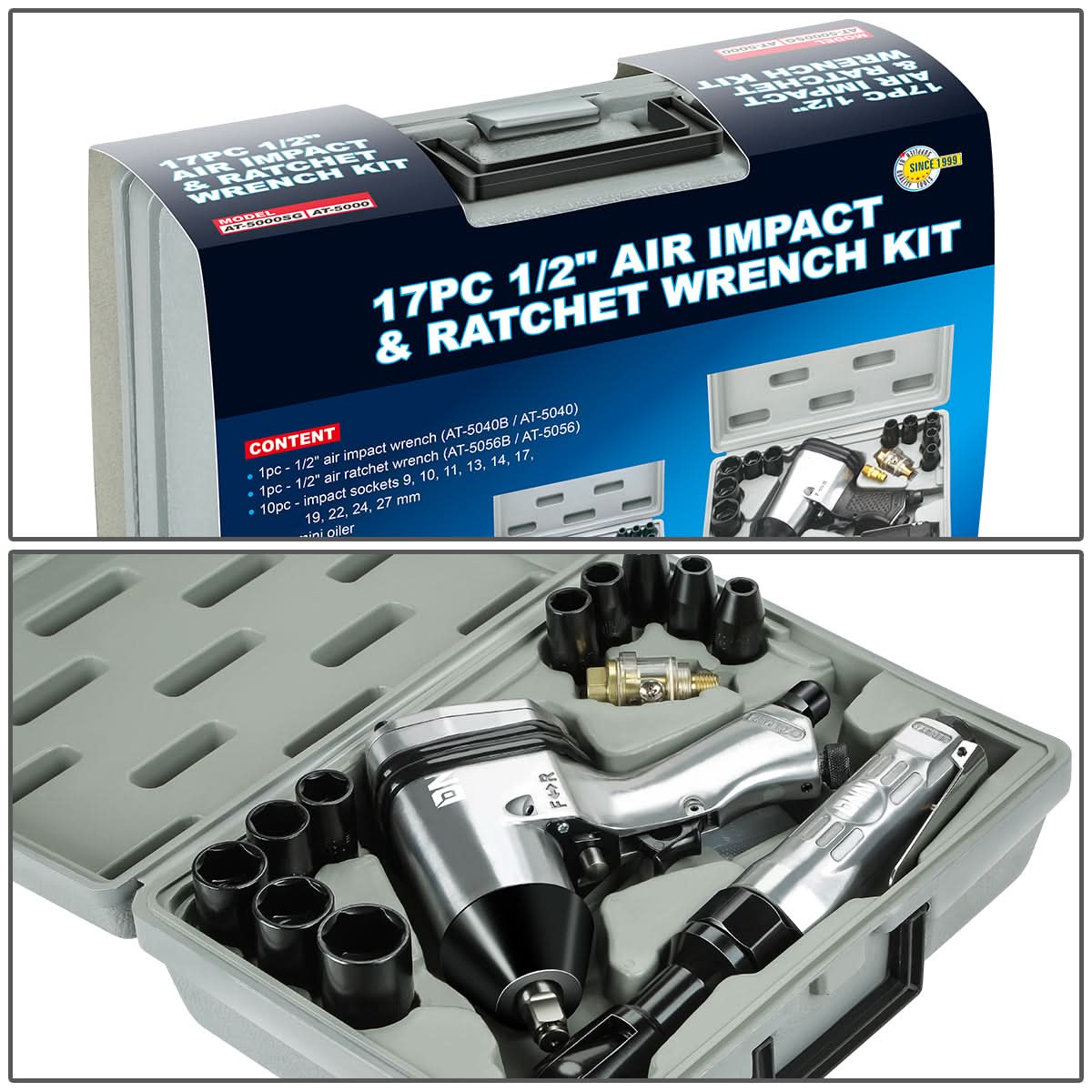 17-Piece 1/2" Air Impact & Ratchet Wrench Kit