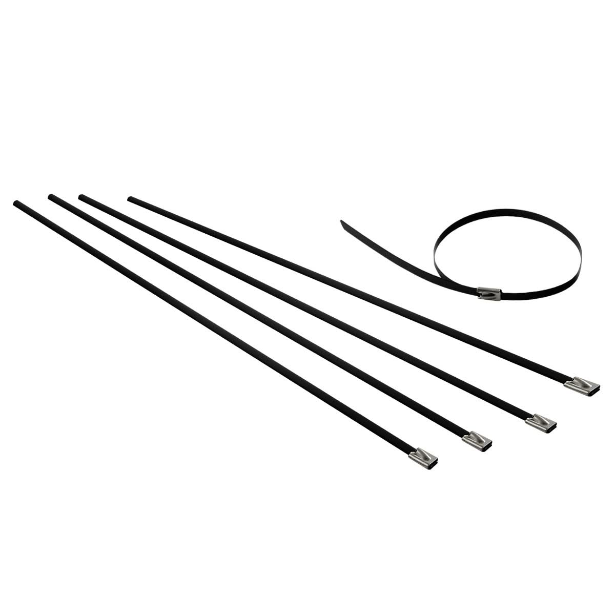 Stainless Steel Zip Tie Kit for Heat Wrap - 12" x 5mm - 5 Piece Black