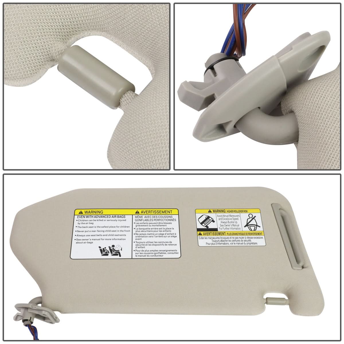13-19 Nissan Pathfinder Sun Visor w/ Vanity Light Driver Side Gray