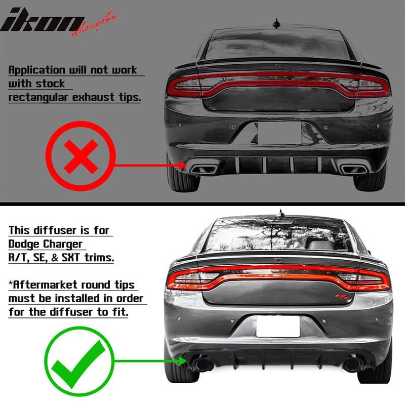 Rear Diffuser Splitter for 2015-2024 Dodge Charger Base SXT PP