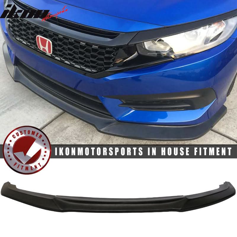 Fits 16-18 Honda Civic Coupe Sedan GT Front Lip & Gloss Mesh Grille