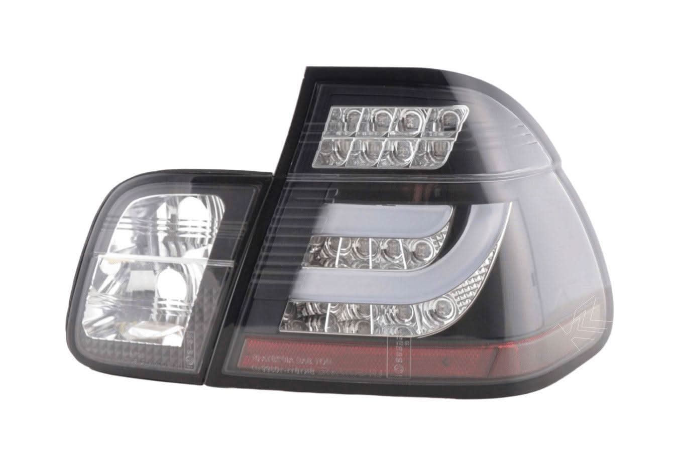 BMW 3-series E46 Sedan Black Clear LED LightBar Taillights Set (1998-2001)