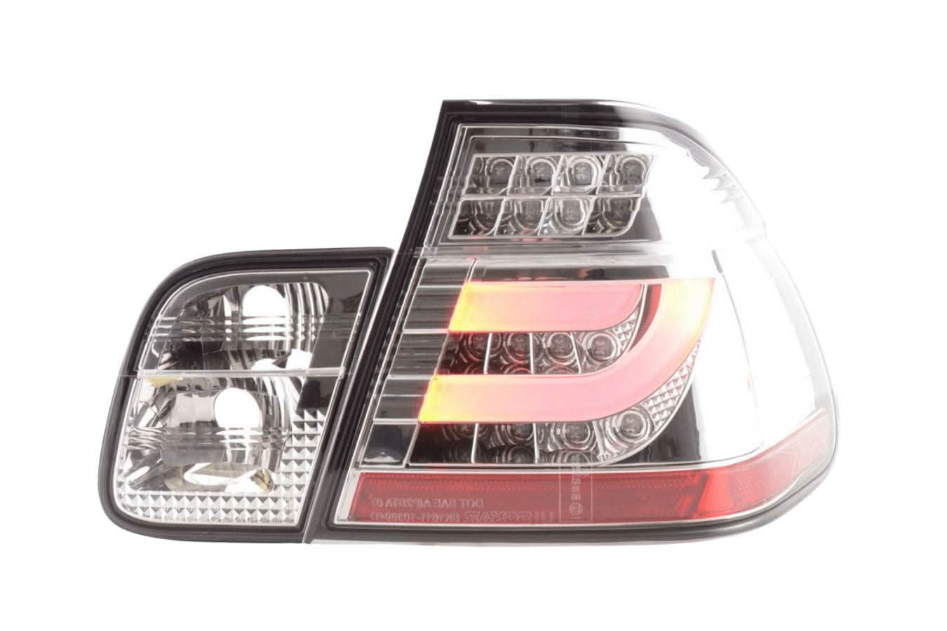 BMW 3-series E46 Sedan Chrome/Clear LED LightBar Taillights Set- Facelift (2002-2005)