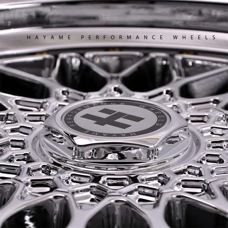 17x8.5 In Platinum Chrome Hayame Performance Wheel Rims Gold Accent