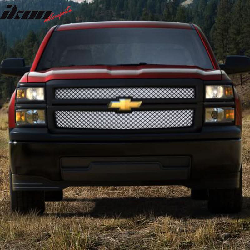 2014-2015 Chevy Silverado 1500 B Style Black Front Hood Grille ABS