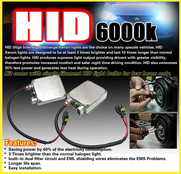 6000K Hid Fits Honda Accord 01-02 Sedan Clear Lens Fog Lights Kit