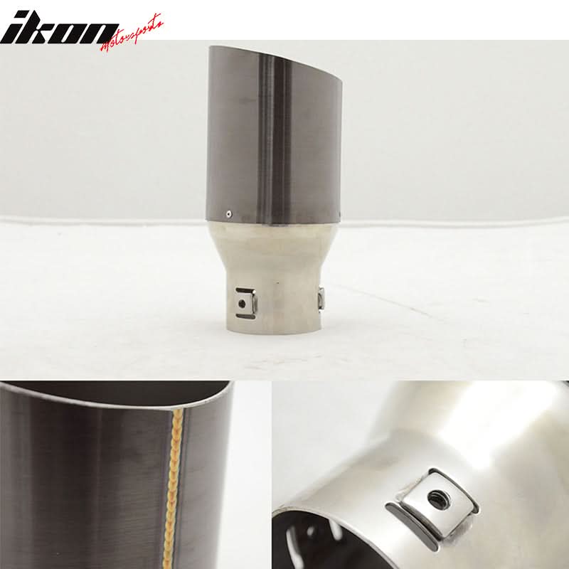 Add On Gunmetal Exhaust Slant Cut Muffler Tip 2.5in ID 3.5in OD