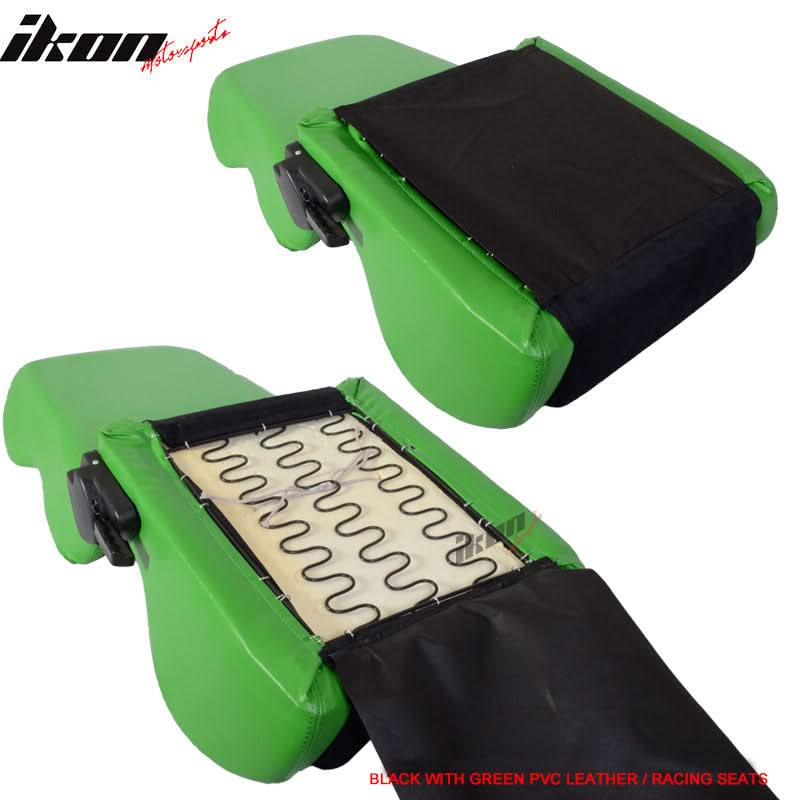 Universal Black Green Racing Seats PVC Leather Suede