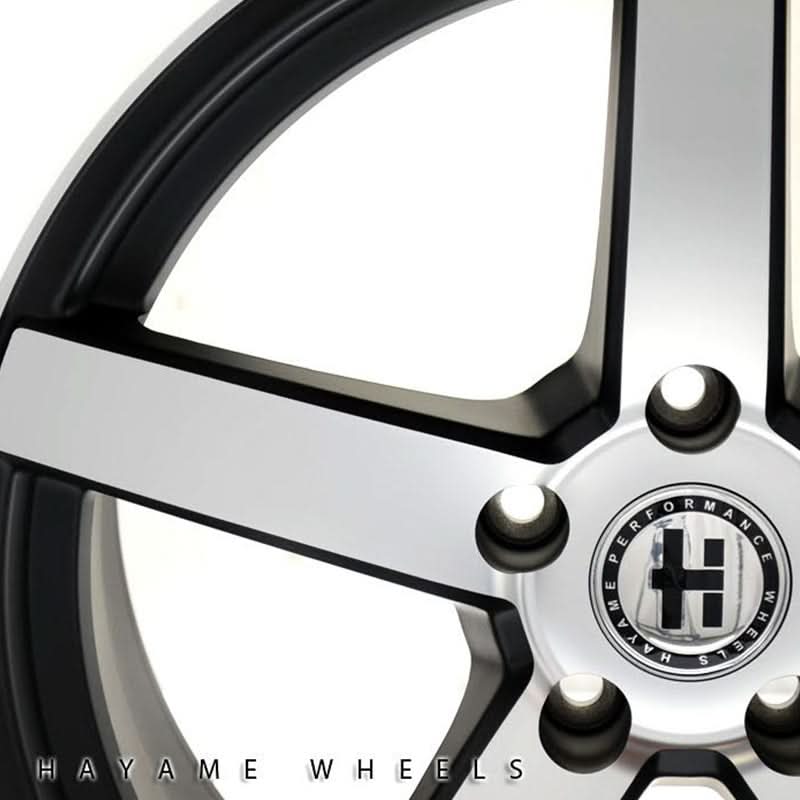 19x8.5 19x9.5 Satin Black Hayame Wheel Rims Machined Face Staggered