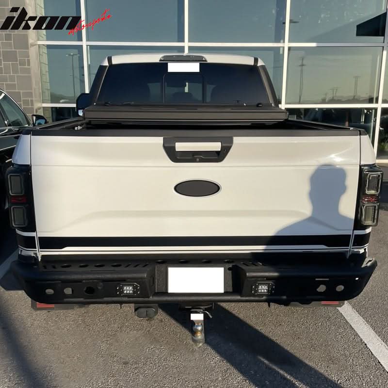 2015-2022 Ford F150 Textured Black Rear Bumper Guard LED Lights Lamp