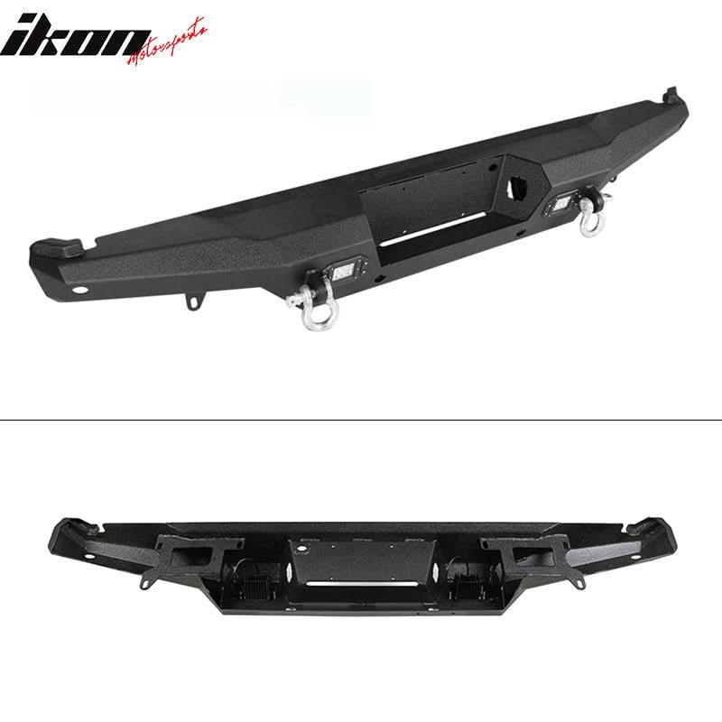 1987-2006 Jeep Wrangler TJ YJ Textured Rear Bumper 2 LED Lights D-Ring
