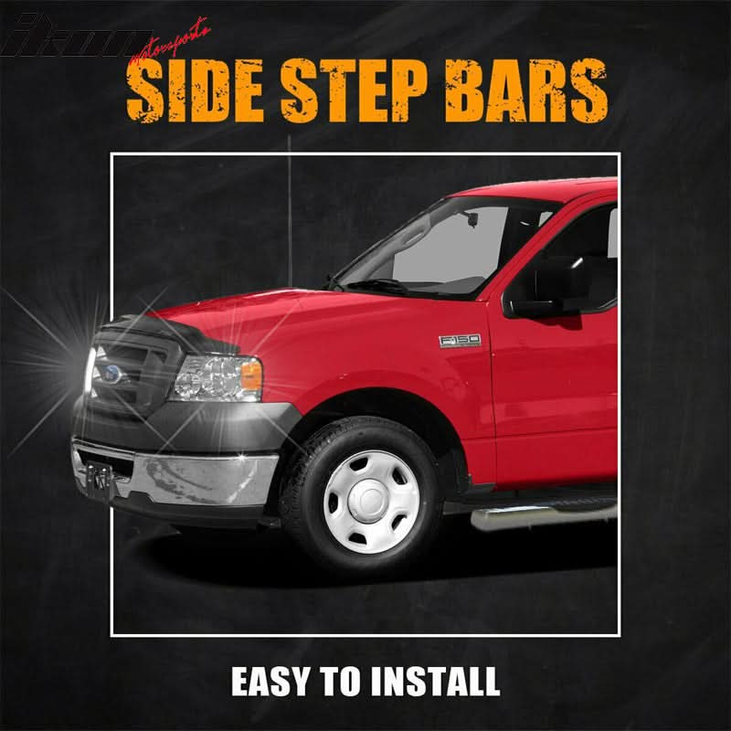 2004-2008 Ford F150 Regular Cab 4" Oval Chrome Running Board Stainless