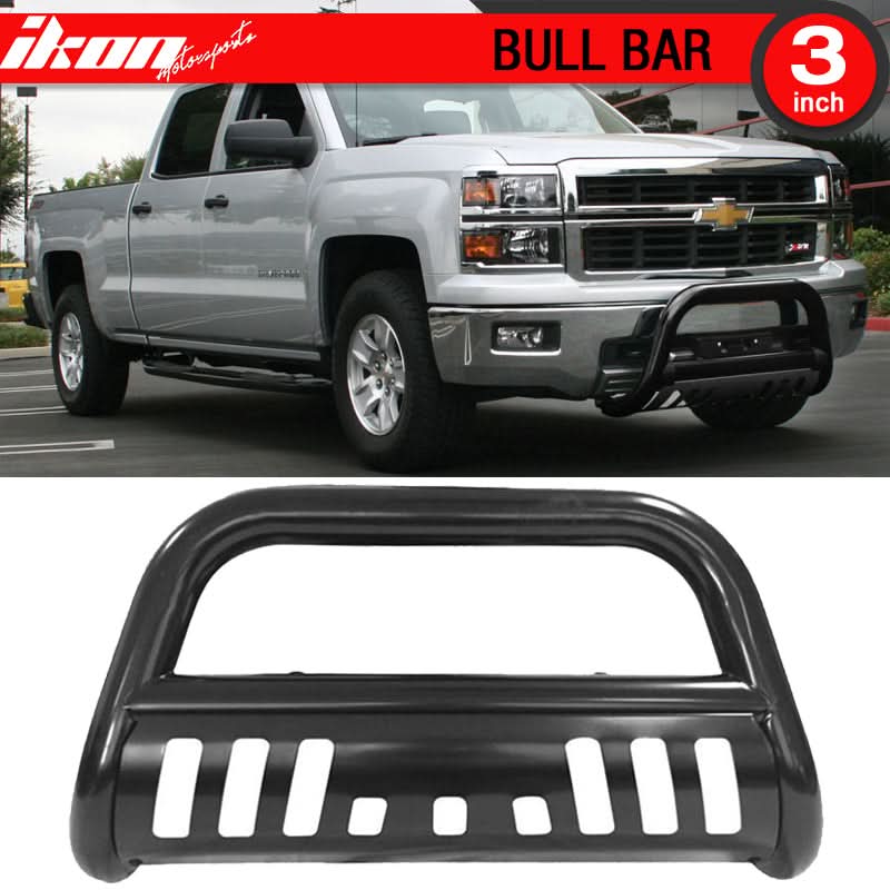 2007-2014 Silverado Sierra 2500 3500HD 3" Tublar Black Bull Bar Steel