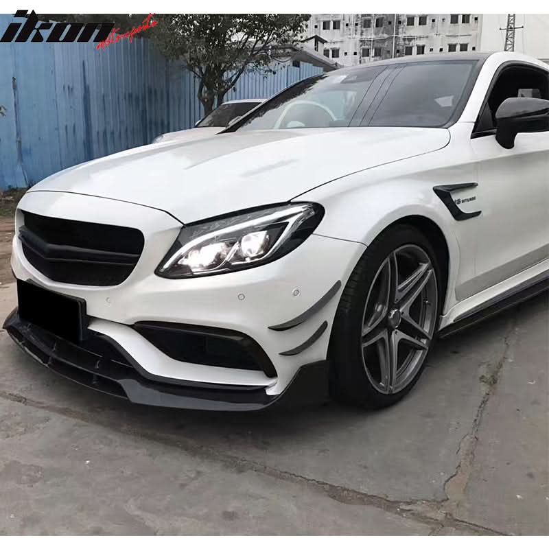 2015-2021 Benz C-Class W205 JC Front Bumper Fins Canards Carbon Fiber