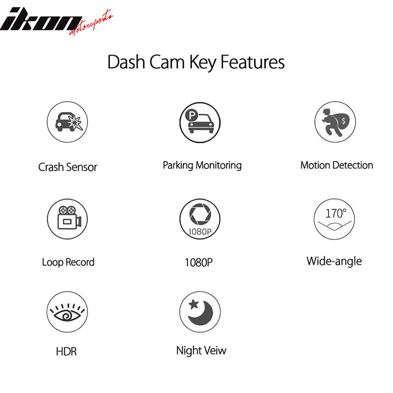 DashPal 1080P 170Â° DVR Camera Video Recorder Dash Cam Night Vision HDR