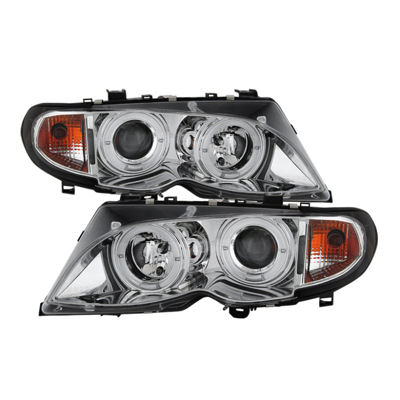 Spyder BMW E46 3-Series 02-05 4DR Projector Headlights 1PC LED Halo Chrm PRO-YD-BMWE4602-4D-AM-C