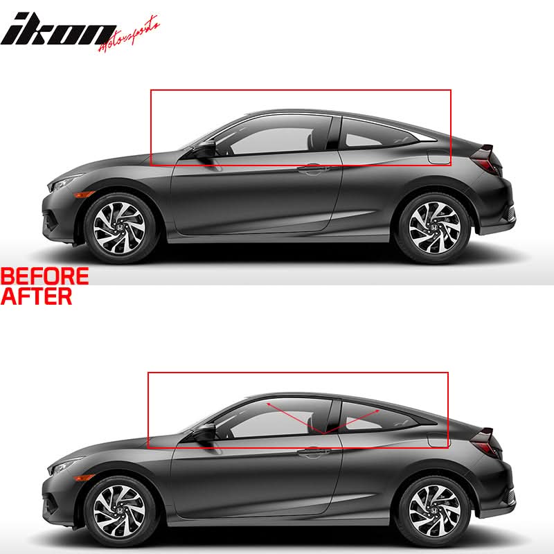2016-2020 Honda Civic Matte Black Window Trim Chrome Delete Vinyl Kit