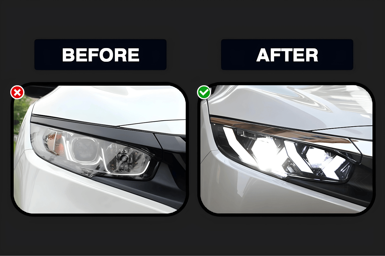 Honda Civic X Lambo Style LED Headlights (2017 - 2020)