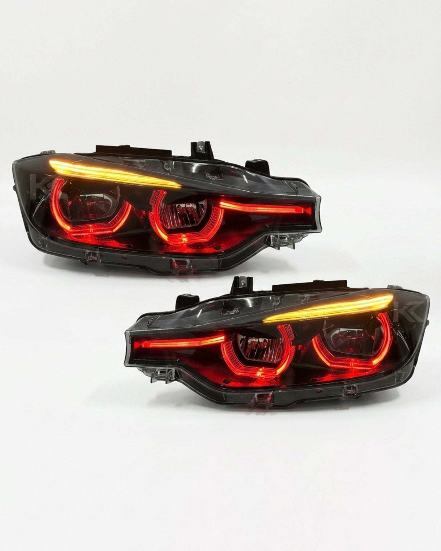 BMW 3 Series F30 / F31 / F35 V3 Smoked Triple-Color LED Headlight Assembly (White / Yellow / Red DRL) 2012 - 2018 (Replaces 63117314531)
