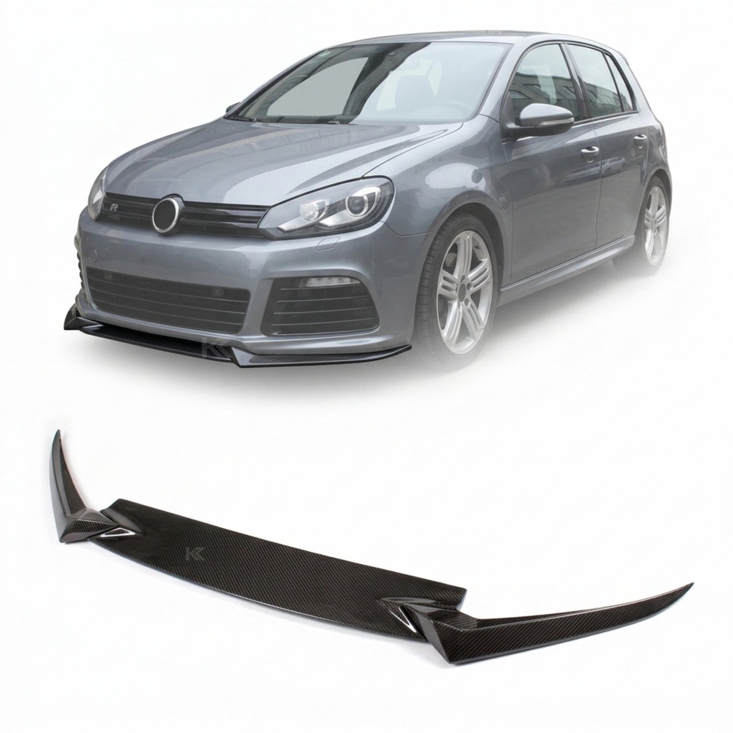 2010–2013 Volkswagen Golf R MK6 R20 Style 3-Piece Front Splitter Kit – Carbon Fiber