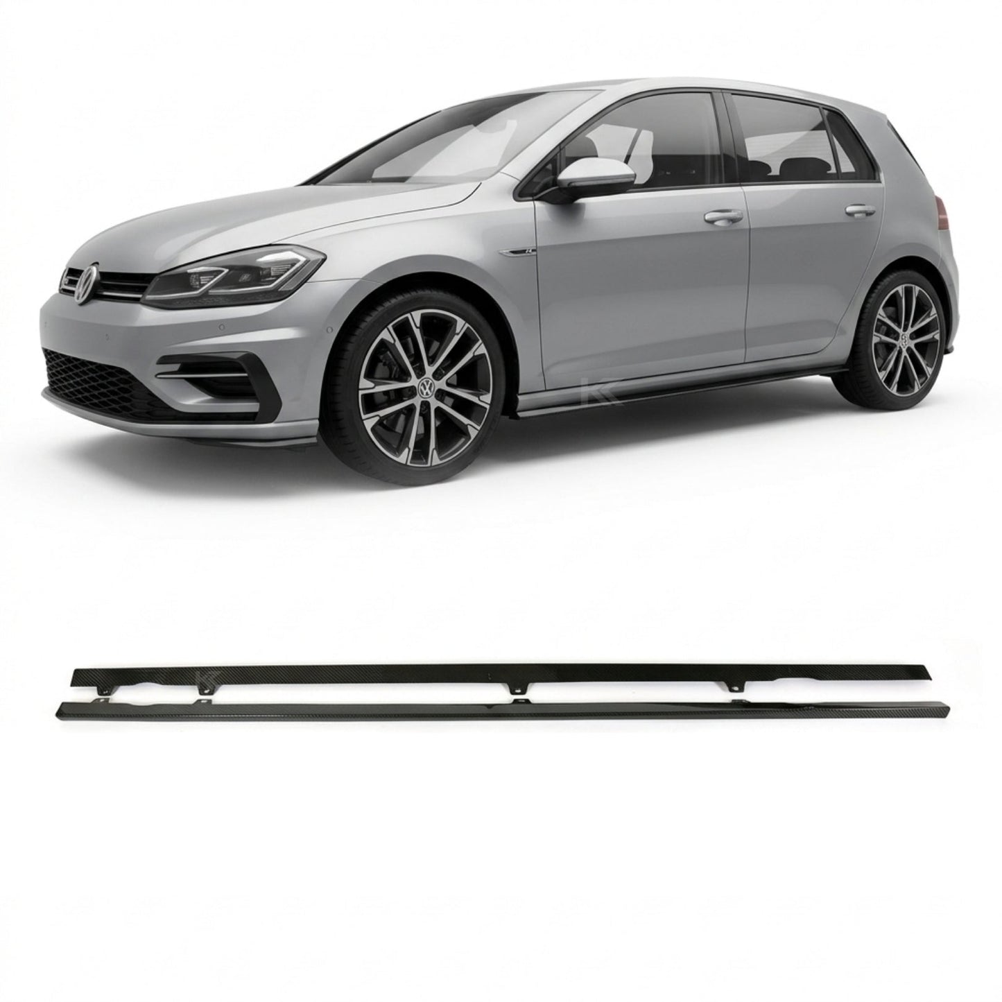 2014–2018 Volkswagen Golf R / R-Line MK7 / MK7.5 Side Skirt Extensions – Carbon Fiber