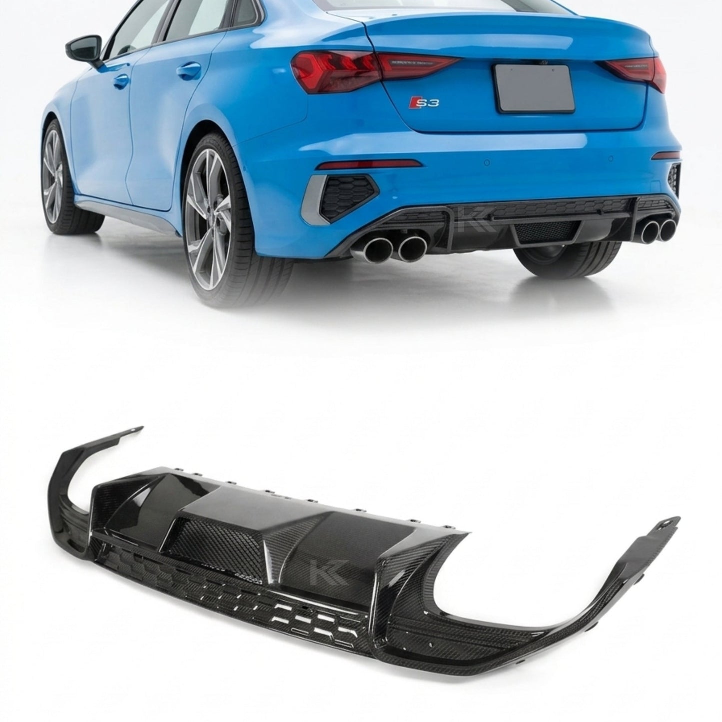 2021–2023 Audi A3 S-Line / S3 8Y Sedan Rear Bumper Diffuser – Carbon Fiber