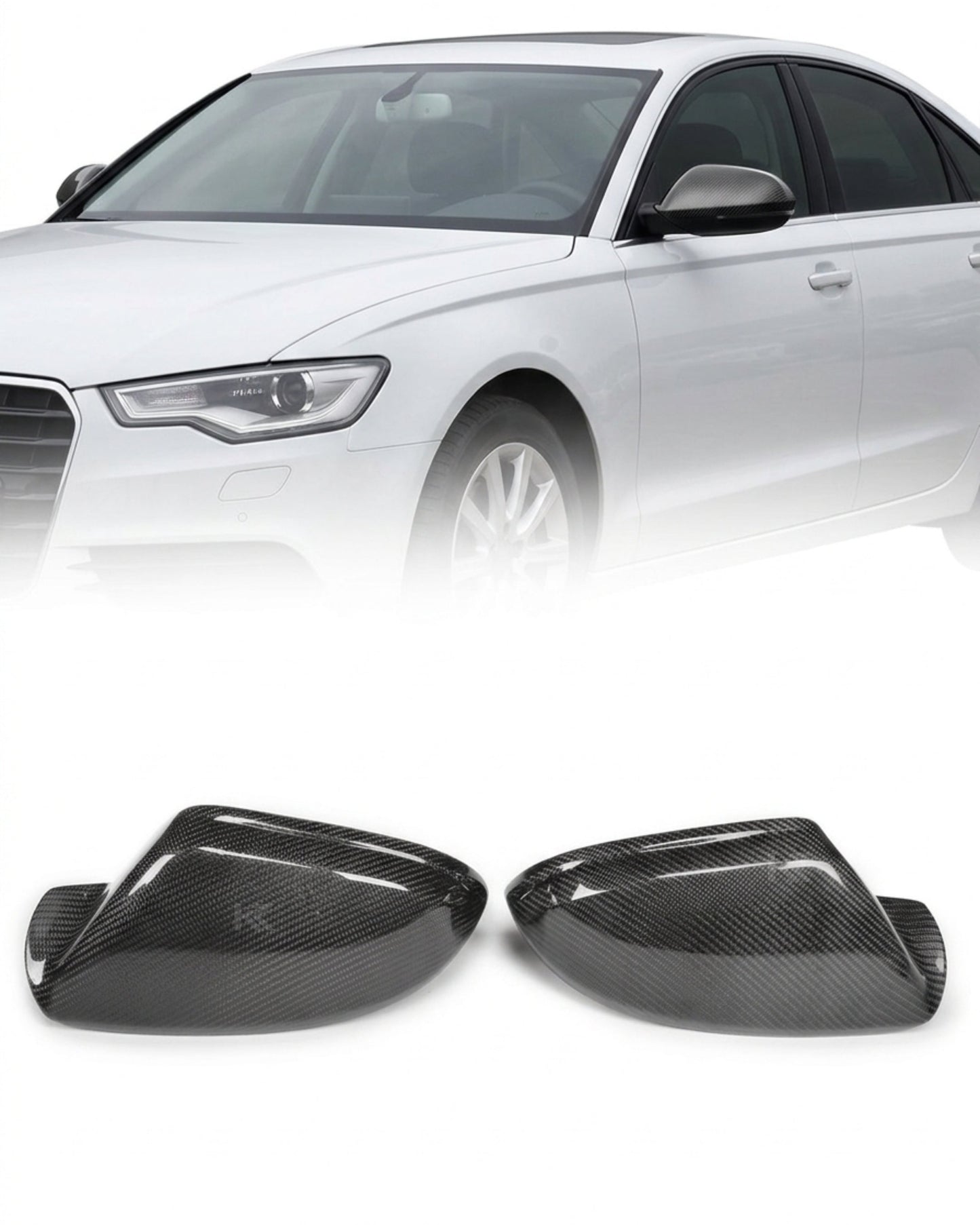 2011–2018 Audi A6 / S6 C7 4G Wing Mirror Cap Housings – Carbon Fiber