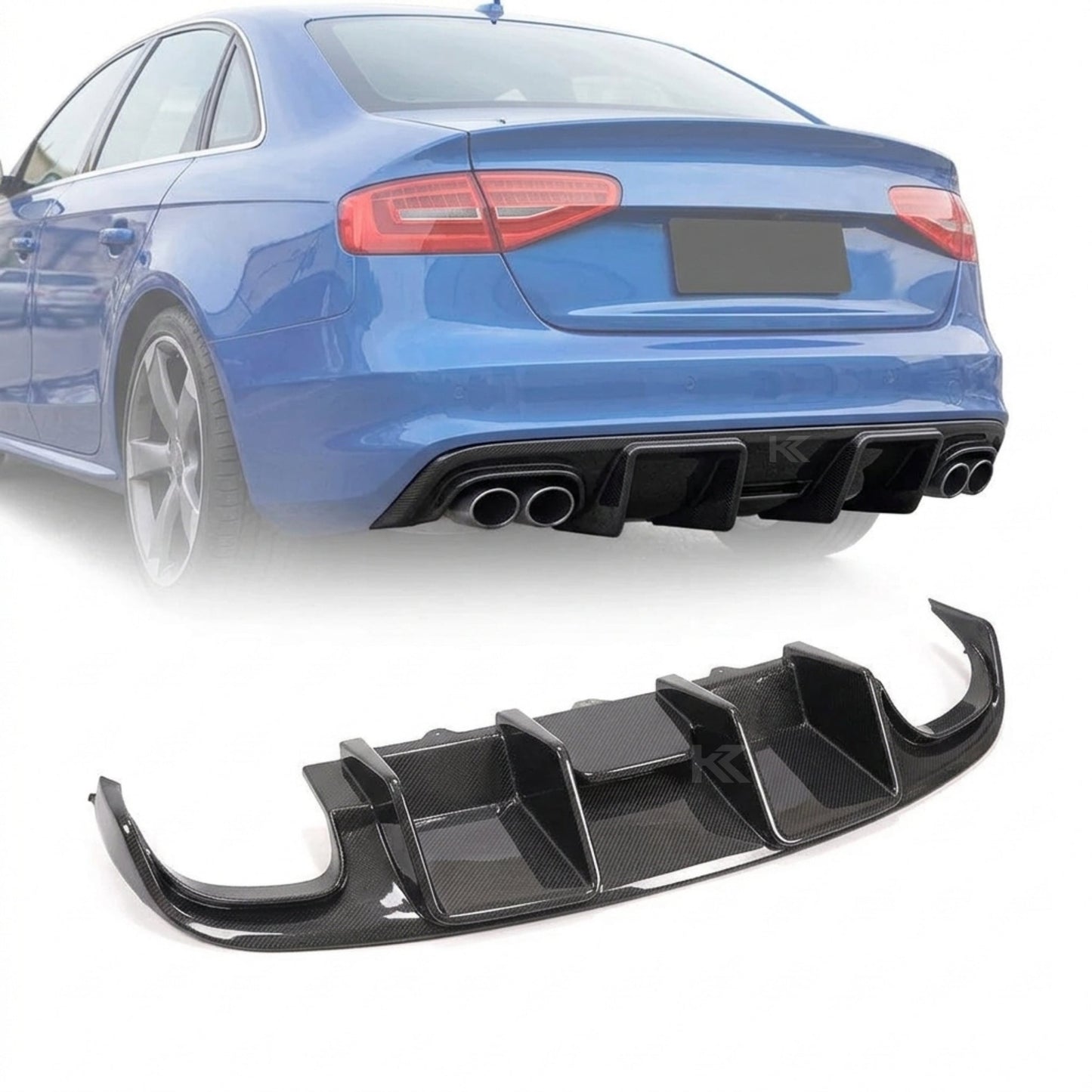 2008–2012 Audi A4 S-Line / S4 B8 Sedan Wide Scoop Rear Valance Diffuser – Carbon Fiber