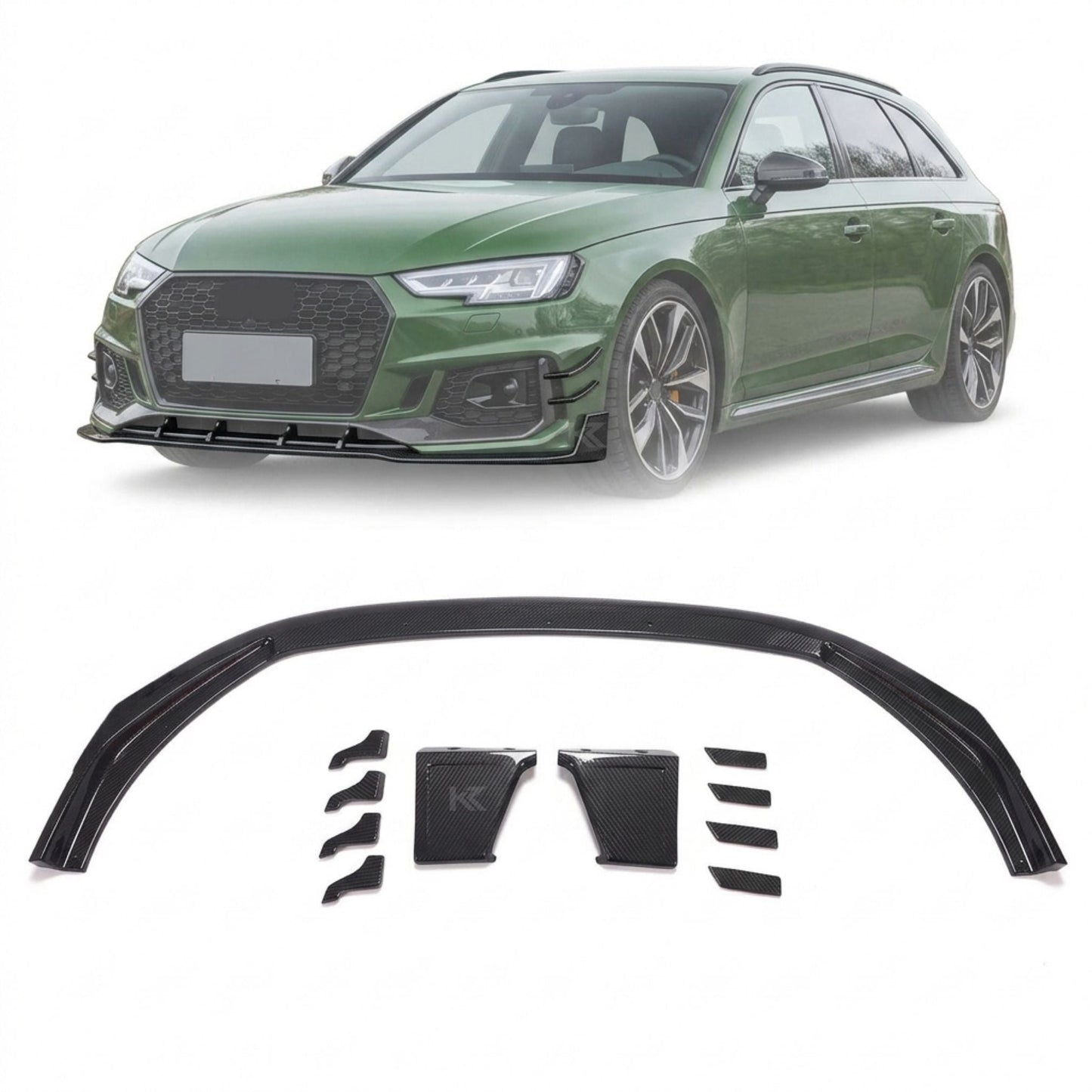 2019 Audi RS4 B9 Front Center Lip Splitter – Pre-Preg Dry Carbon Fiber