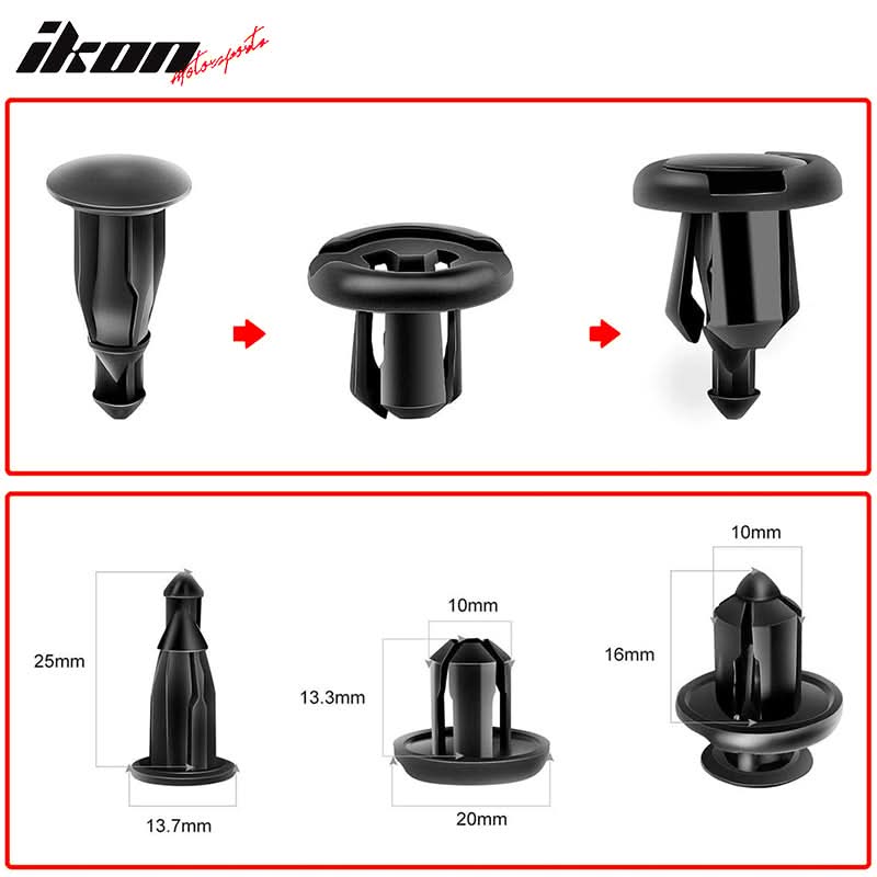 Universal 10PCS 10mm Rivet Fastener Bumper Retainer Screw Fender Nylon