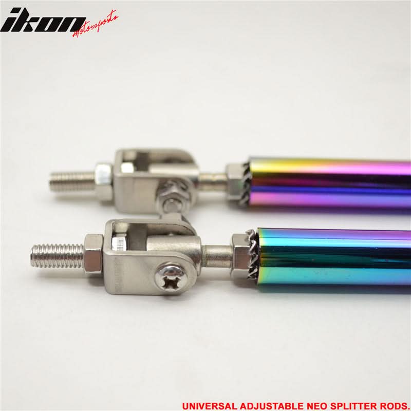 Universal Adjustable 5.5"-8" 2PC  Neochrome Bumper Lip Splitter Rods