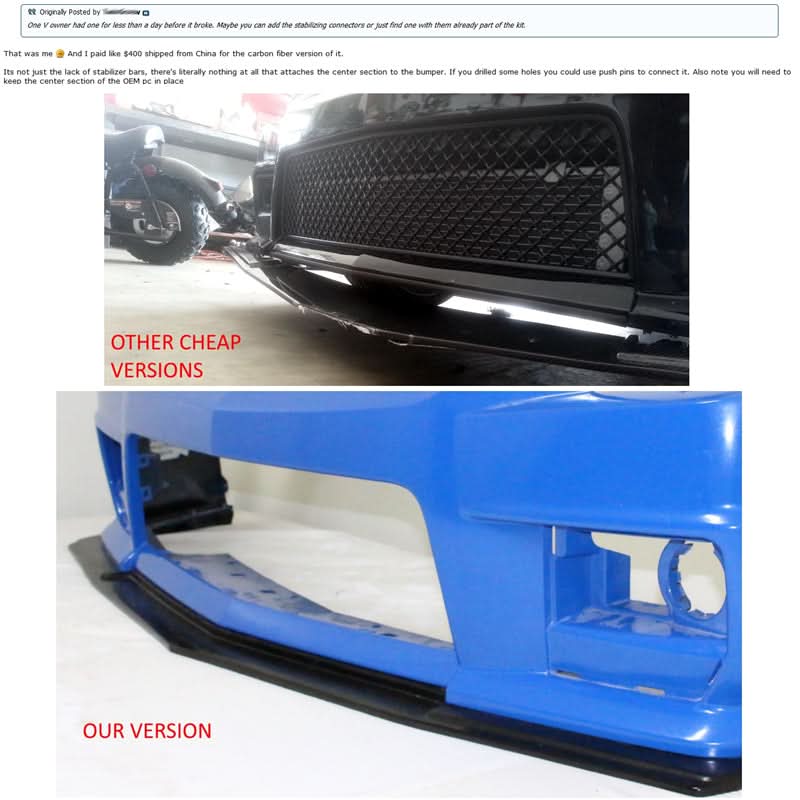 2008-2015 Cadillac CTS V Sedan H Style Front Bumper Lip Valance Guard