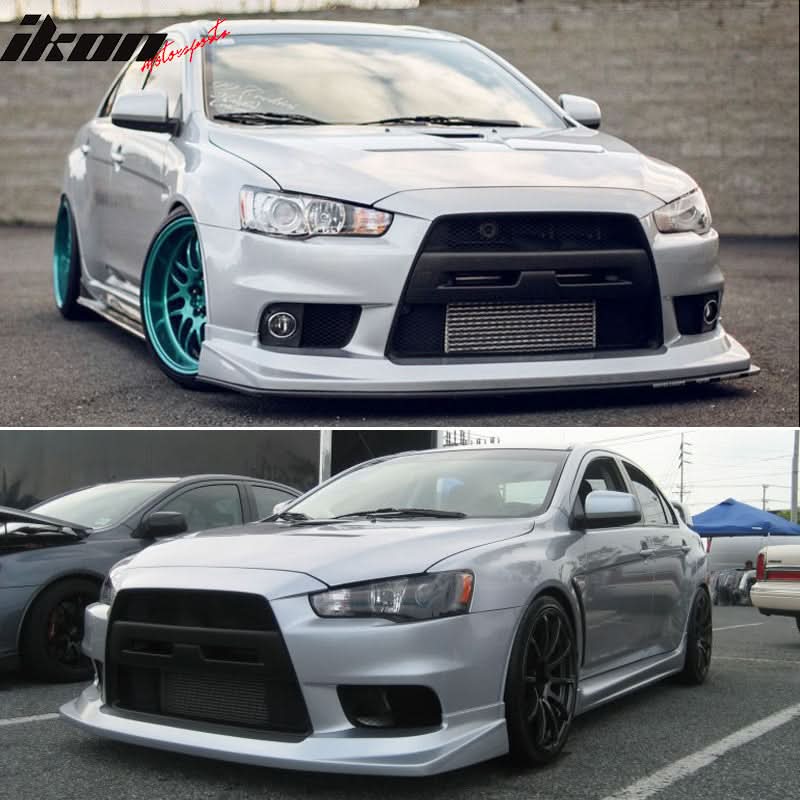 2008-2015 Mitsubishi Lancer EVO 10 X V Unpainted Front Bumper Lip PU