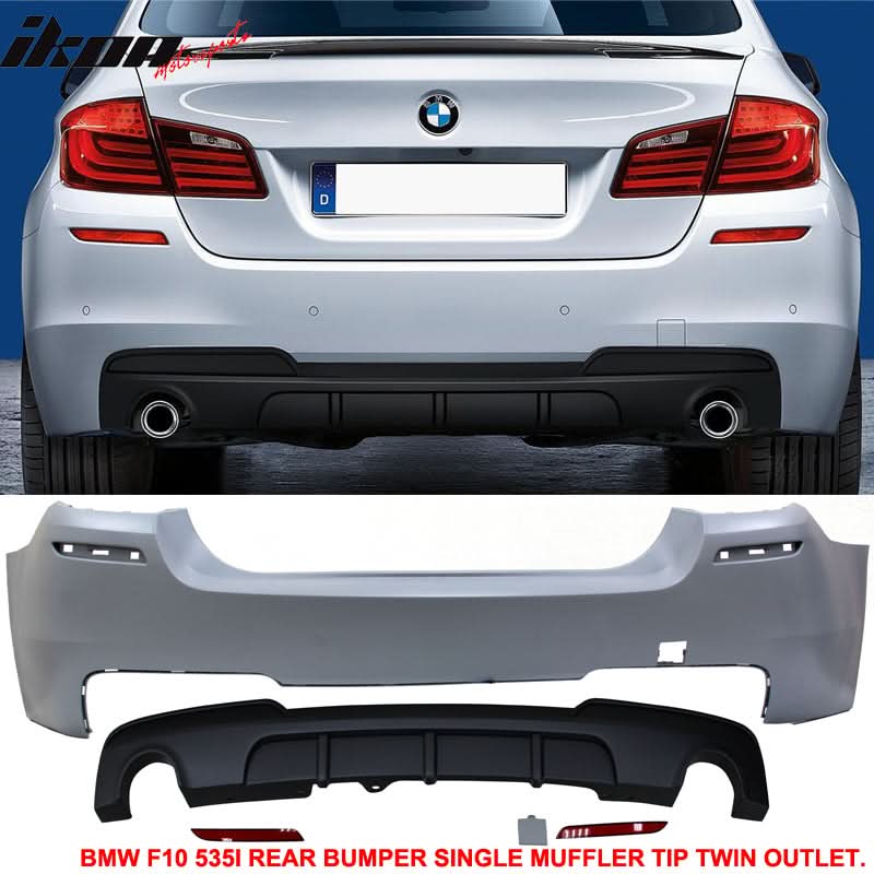 2011-2016 F10 535i MP Style Single Muffler Twin Outlet Rear Bumper