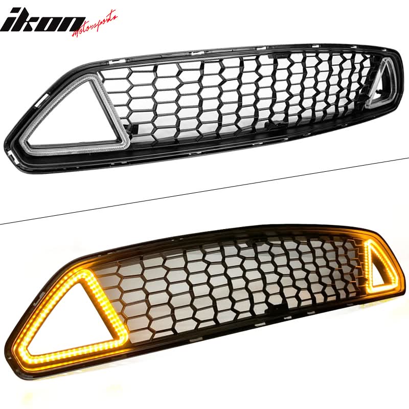 2015-2017 Ford Mustang Unpainted Front Hood Upper Grille w/ LED Lights