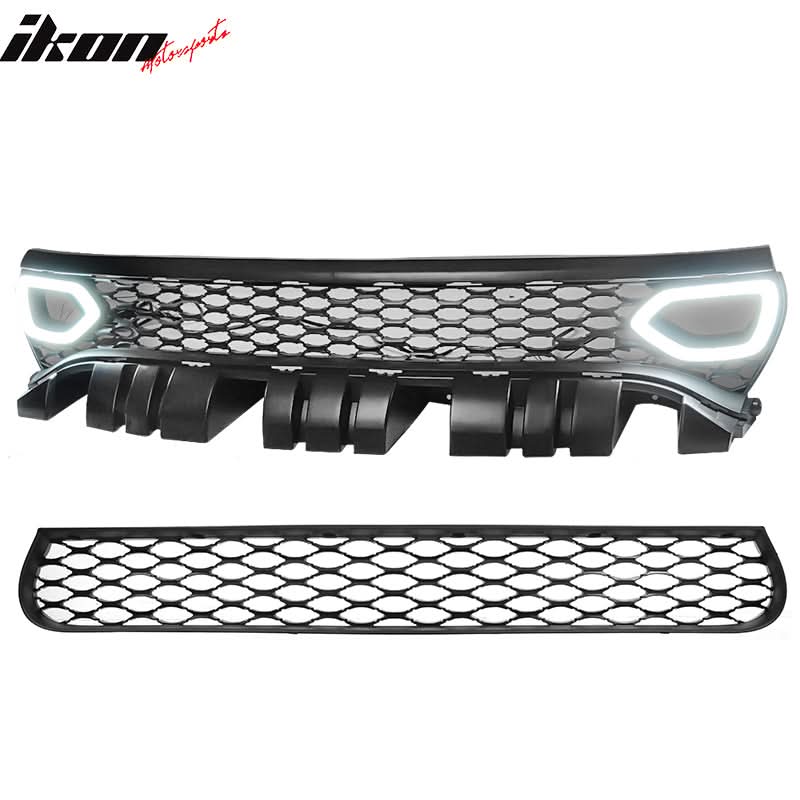 2015-2023 Dodge Charger SRT Style Black Upper Lower Grille LED Lights