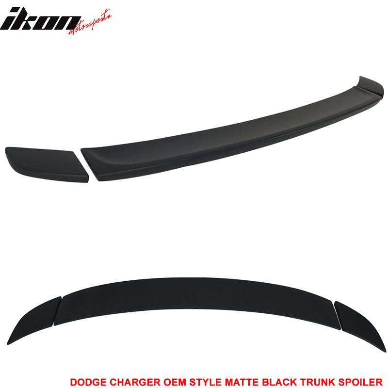 2015-23 Charger OE Style Painted Matte Black Rear Spoiler Wing ABS 3PC